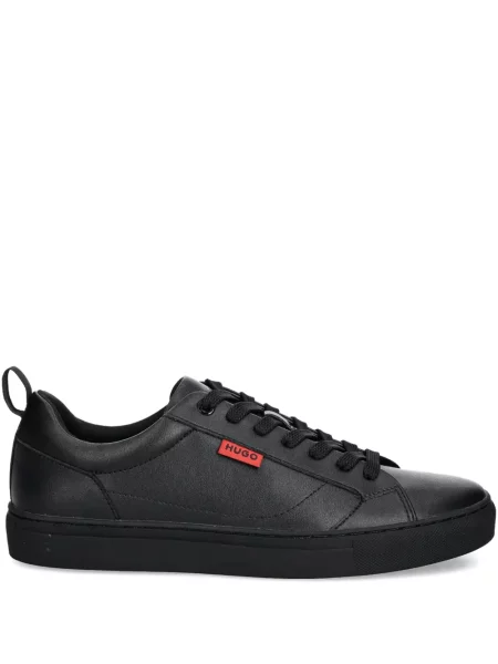 Sneakerși Hugo cu șireturi din dantelă cu autograf negru