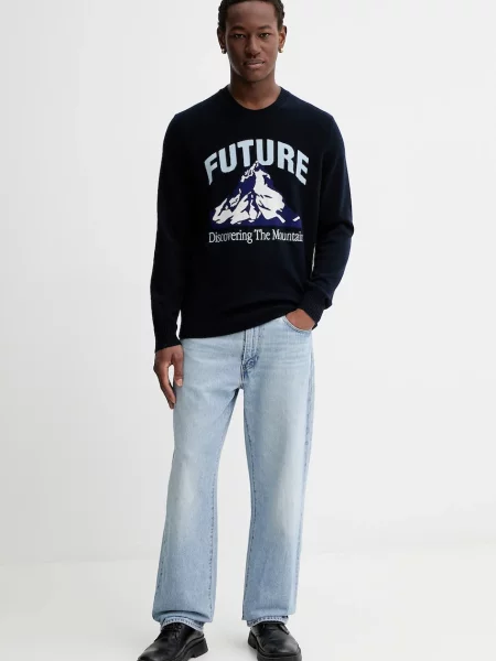 Светр з кашеміру FROM FUTURE легкий синій