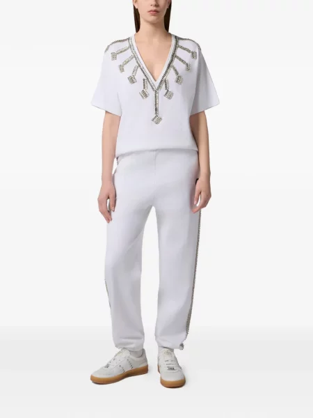 Tricou Philipp Plein cu decolteu în V alb