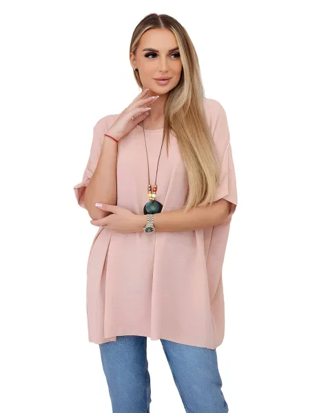 Kesi Włoski Oversized halenka s přívěskem tmavě pudrově růžová