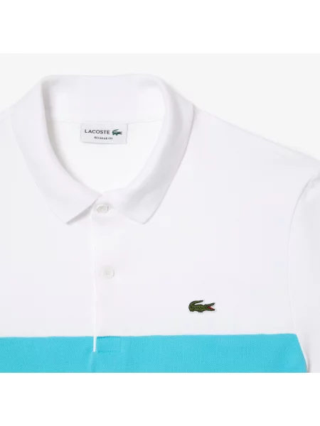 Lacoste Koszulka Polo Regular Fit Stretch Piqué Z Blokami Kolorów biała