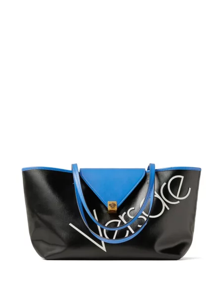 Geantă shopper Versace din canvas negru