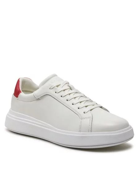 Calvin Klein Usnjene superge LOW TOP LACE UP LTH bela