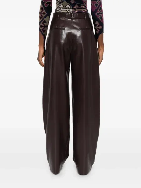 Pantaloni The Andamane din piele plisate violet