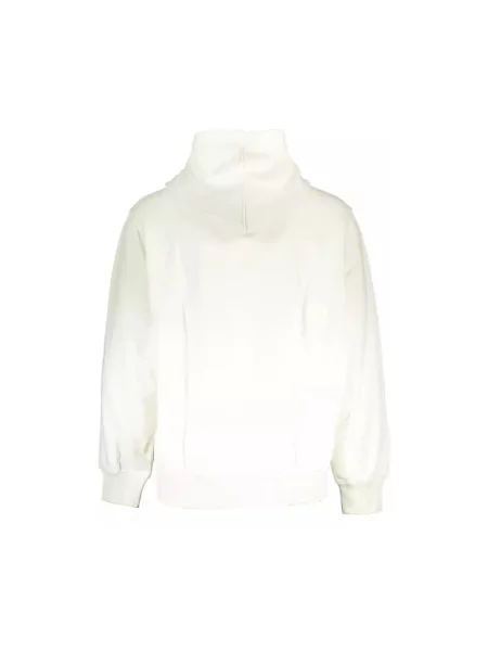 Lniana bluza z kapturem Calvin Klein z kapturem z nadrukiem biała