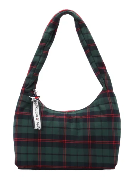 Geanta crossbody Tommy Jeans în carouri verde