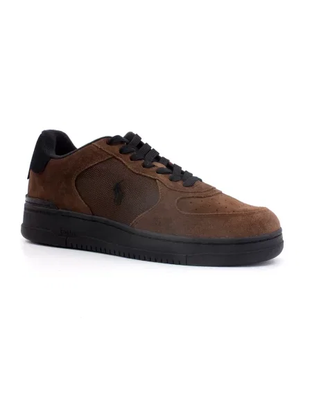 Sneakersy z naturalnej skóry welurowej model MASTERS' Ralph Lauren brązowe