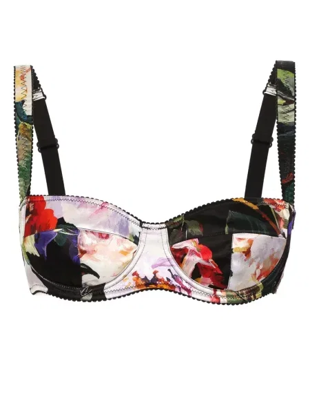 Sutien Dolce & Gabbana de mătase cu model floral cu imagine negru