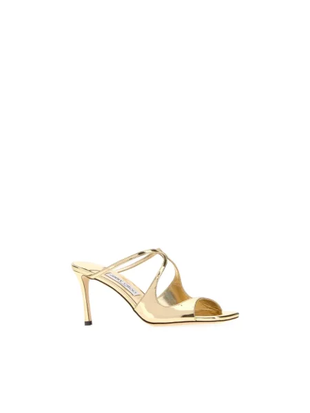 Klapki mules Jimmy Choo skórzane żółte