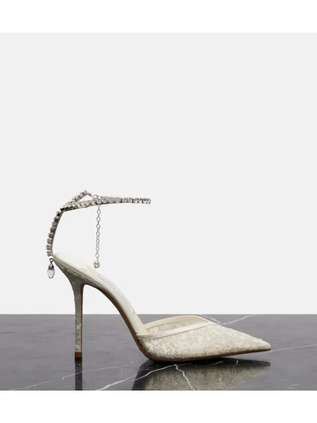 Pantofi cu toc Jimmy Choo plasă alb