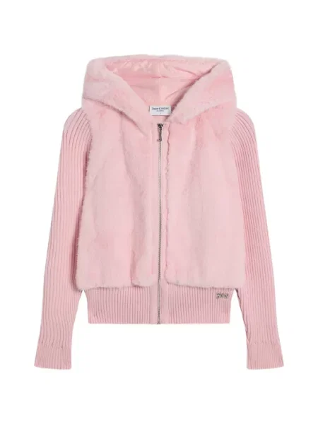 Hanorac cu glugă Juicy Couture cu blană roz
