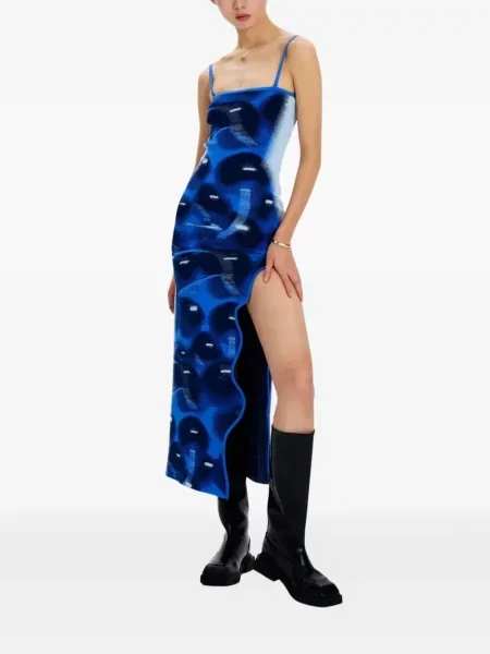 Sukienka midi Ph5 do kolan garniturowa na ramiączkach niebieska