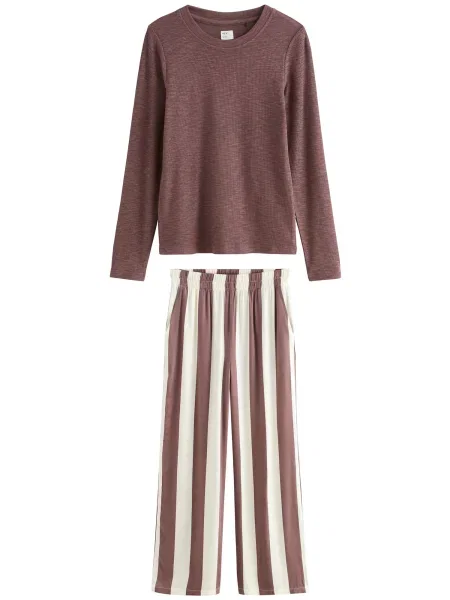 Next Pijama maro alb