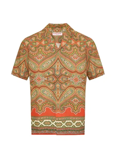 Cămașă Orlebar Brown cu imagine cu model paisley portocaliu