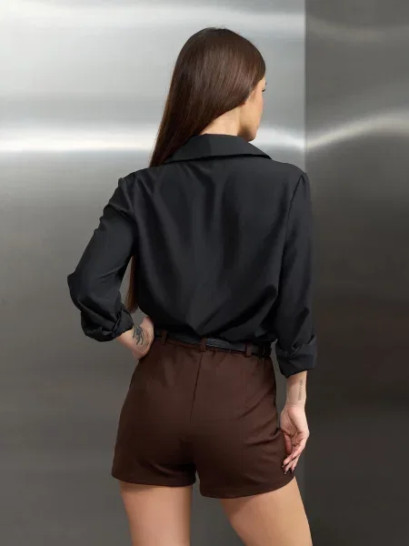 Шорти ISSA Plus темно-коричневий комбінований верх коричневі