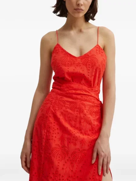 Top Never Fully Dressed cu broderie cu decolteu în V roșu