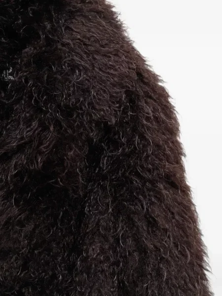 Geacă Moncler Grenoble din piele de oaie maro