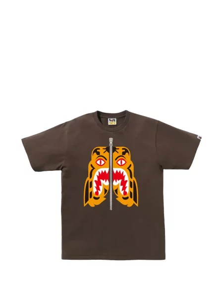Tričko A Bathing Ape® s potiskem s tygřím vzorem hnědé
