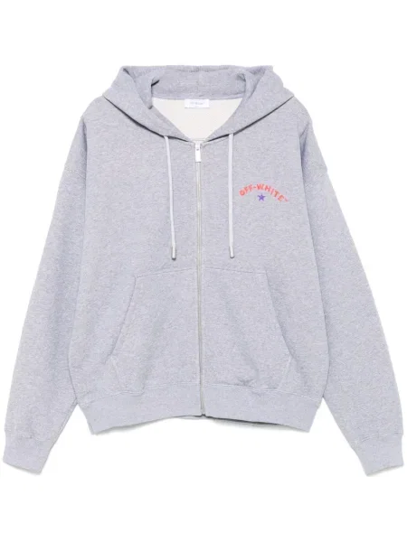 Hanorac cu glugă Off-white cu imagine alb