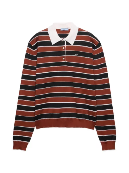 Tricou polo Prada de mătase maro