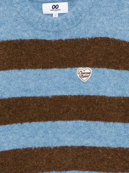 Pulover Chocoolate cu petice albastru
