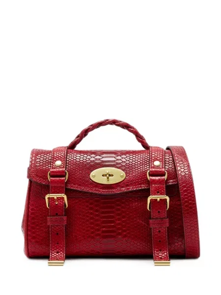 Geantă shopper Mulberry din piele cu imagine cu model piele de șarpe roșu