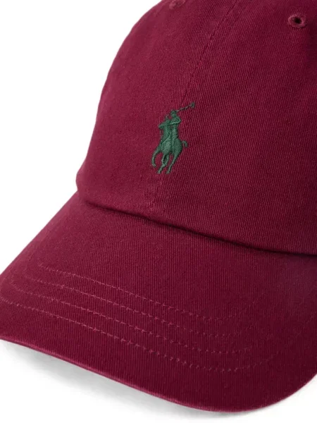 Карирана шапка с козирки Polo Ralph Lauren с автограф кепър червено
