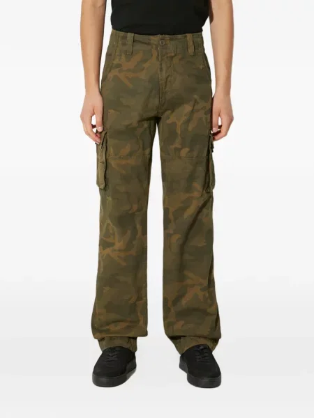 Pantaloni cargo Alpha Industries cu imagine cu model camuflaj verde