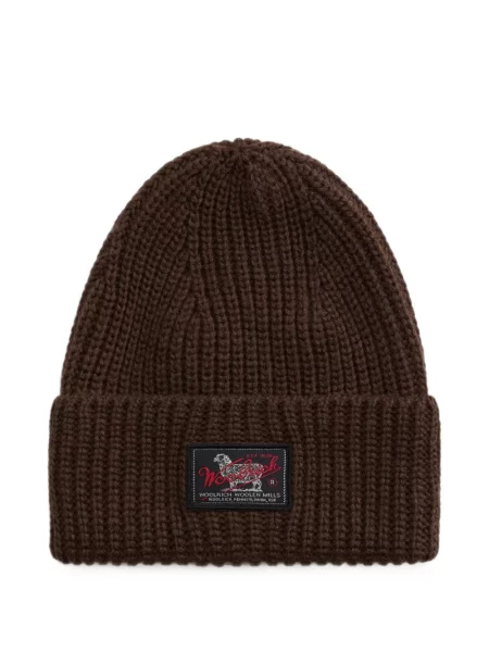 Căciulă Woolrich tricotate cu autograf maro