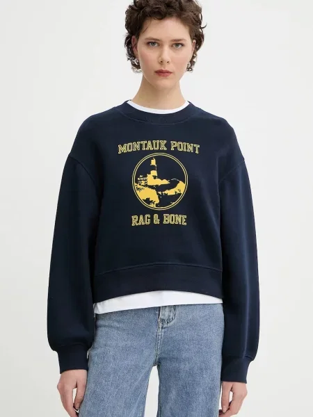 Rag & Bone bluză bleumarin cu imprimeu