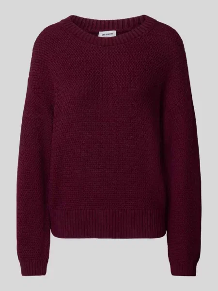Sweter o kroju relaxed fit z imitacji dzianiny z obniżonymi ramionami More & More bordowy