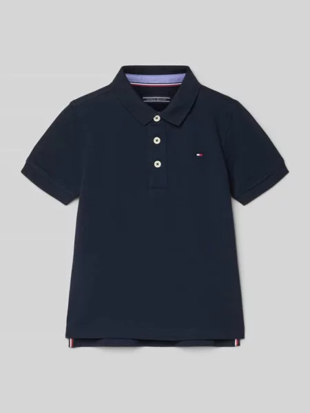 Koszulka polo z mieszanki bawełny Tommy Hilfiger granatowa