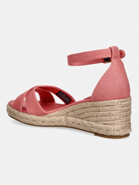 Tommy Hilfiger sandały na koturnie MID WEDGE ESPAD X CROSS różowe