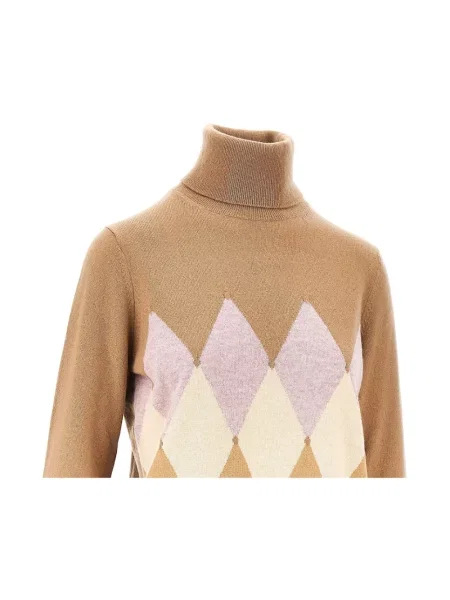 Sweter z golfem Ballantyne z kaszmiru do golfa beżowy