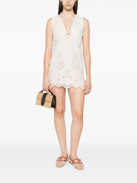 Rochie mini Matteau cu broderie alb