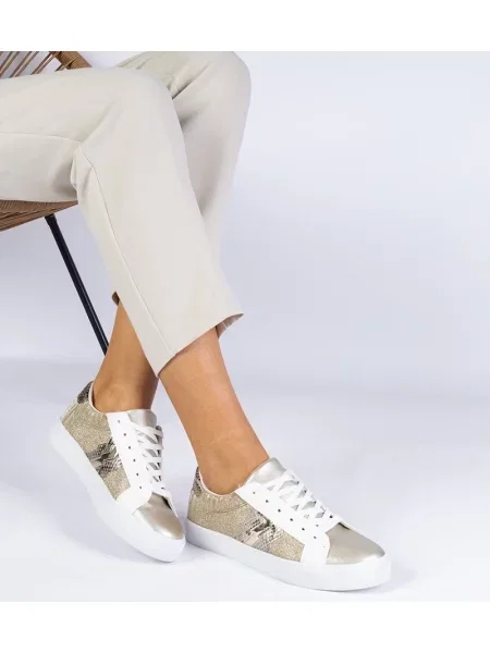 Sneakerși D/ceo cu imagine cu imprimeu animal print auriu