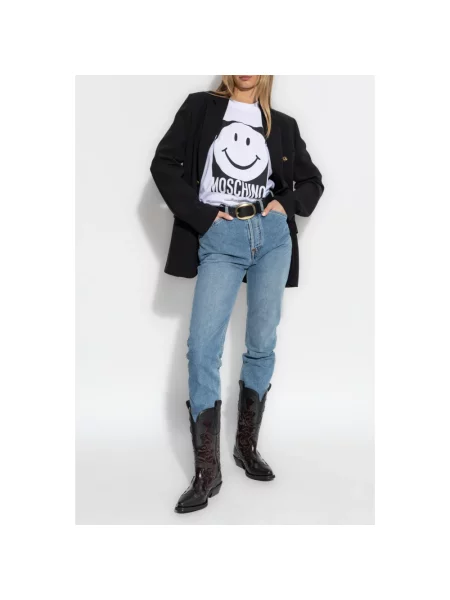 Proste jeansy Moschino z 5 kieszeniami niebieskie