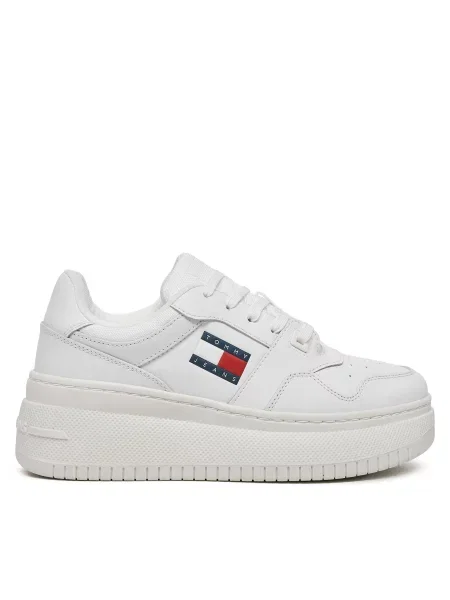 Αθλητικά Tommy Jeans Tjw Retro Basket Flatform Ess λευκό