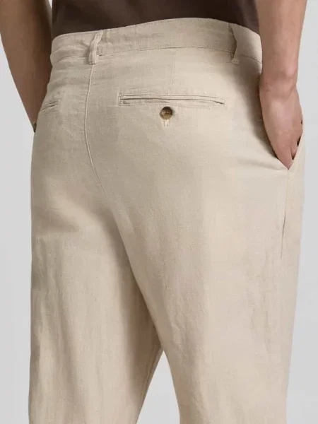 Spodnie materiałowe o kroju relaxed fit z mieszanki lnu i bawełny model RON' Selected Homme