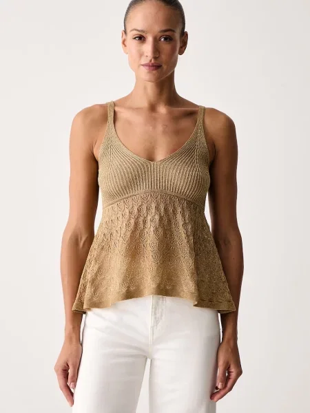 Twinset top pentru femei cu vâscoză galben