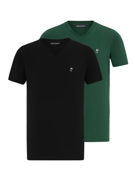 Jacey Quinn Majica temno zelena / črna bela