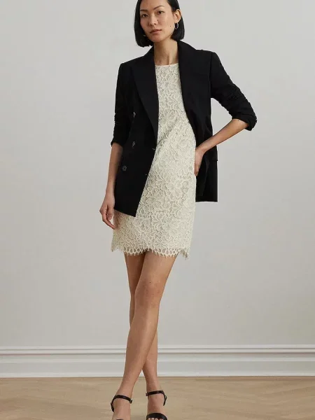 Lauren Ralph Lauren sukienka mini prosta beżowy