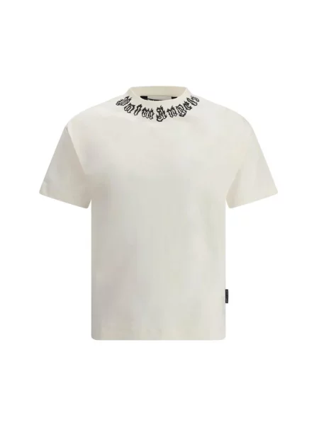 T-shirt Palm Angels Neck Logo Regular Tee UNISEX Off White/ Black L biała