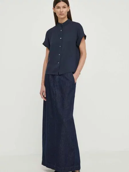 Džínová sukně Theory tmavomodrá maxi áčková