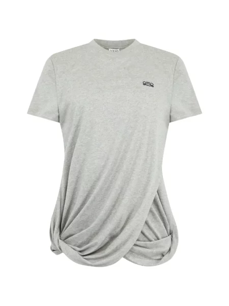 Tricou Loewe cu broderie drapate gri