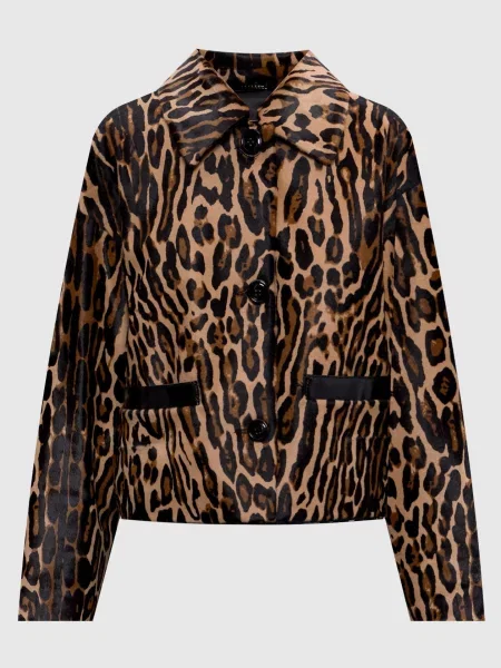 Шкіряна куртка в анімалістичний принт Babe Pay Pls коричнева