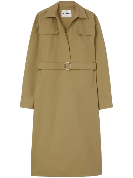 Класическа с яка рокля Jil Sander кафяво
