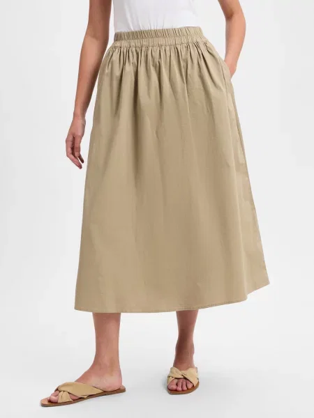 Marie Lund spódnica midi Kobiety jednolity 34 beżowy