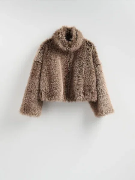 Reserved Jachetă de blană artificială maro