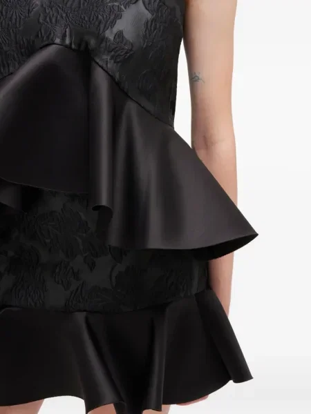 Top Ganni cu model floral cu volane negru